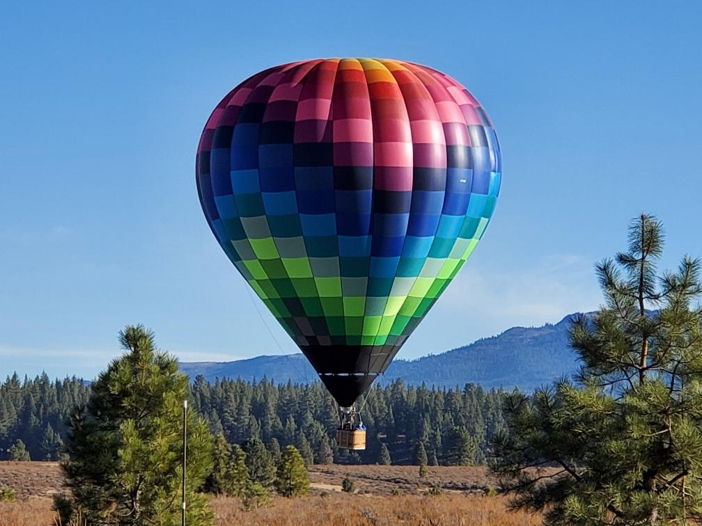 A beautiful Kubicek Balloon flying in the Sierra Nevada Mountains